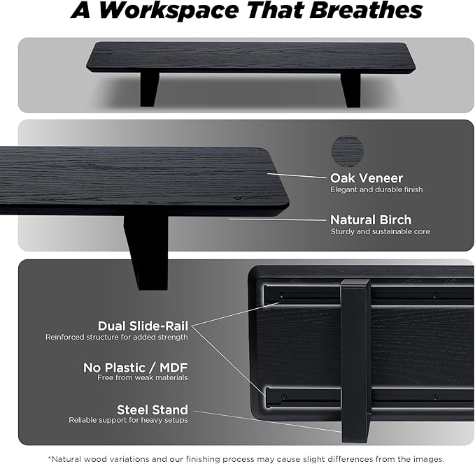 Moodular Wooden Monitor Stand 33.4” Desk Organizer - Image 3