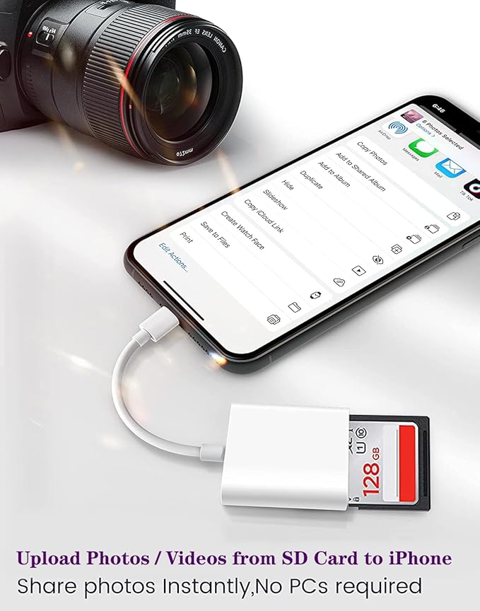 Lightning to SD & TF Card Reader Adapter, Apple MFi Certified 2 in 1 Micro SD - Image 2