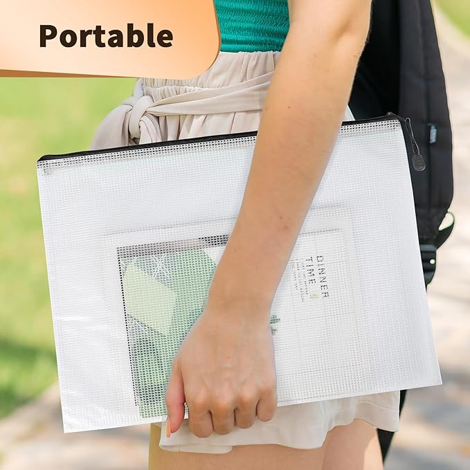 Umriox Zipper Mesh Document Pouch, 9.5x7.1 in, Waterproof Zipper Pouches - Image 7