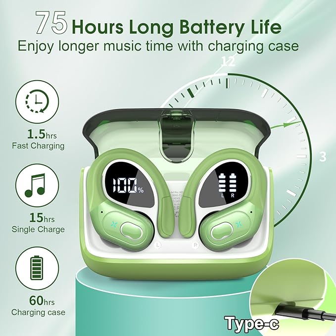 Wireless Earbuds 75hrs Bluetooth 5.4 Headphone Sport, 2025 Bluetooth Earbuds - Image 2