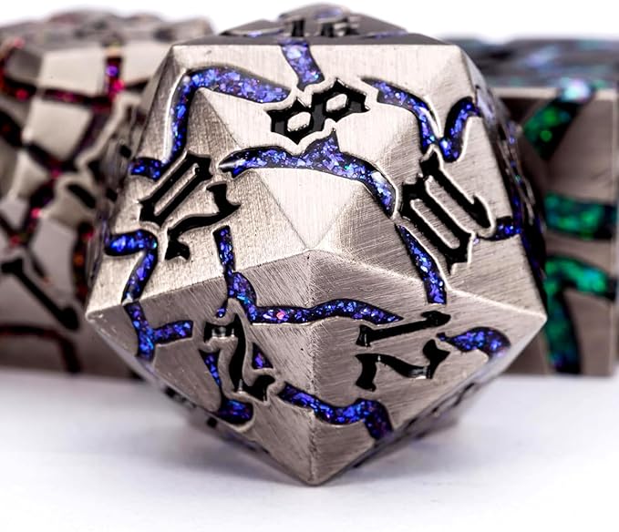 Metal Dice Set D&D, Crack Metallic DND Dice Set - Image 2