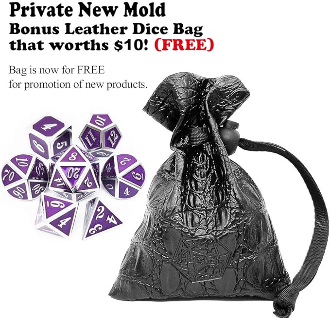 Haxtec Metal DND Dice Purple Silver - Image 2