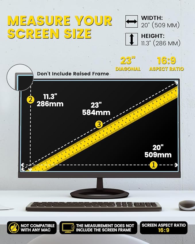 F FORITO 23 Inch 16:9 360°Privacy Screen Protector - Image 6