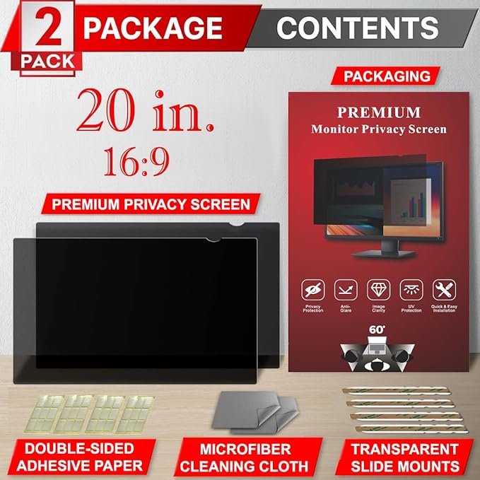 20 Inch Privacy Screen Filter for Widescreen 16:9 Monitor | Privacy Shield | - Image 4