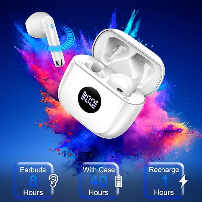 Wireless Earbuds, 40H Playback Mini Case IP7 Waterproof Sports Earphones - Image 7