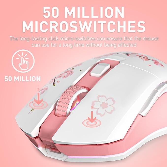 DAREU Sakura Pink Wireless Gaming Mouse - Image 4