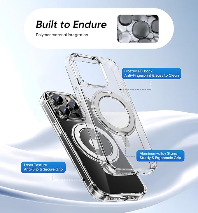 MAGIC JOHN for iPhone 15 Pro Max Case 360° Rotatable Magnetic Invisible Stand - Image 7