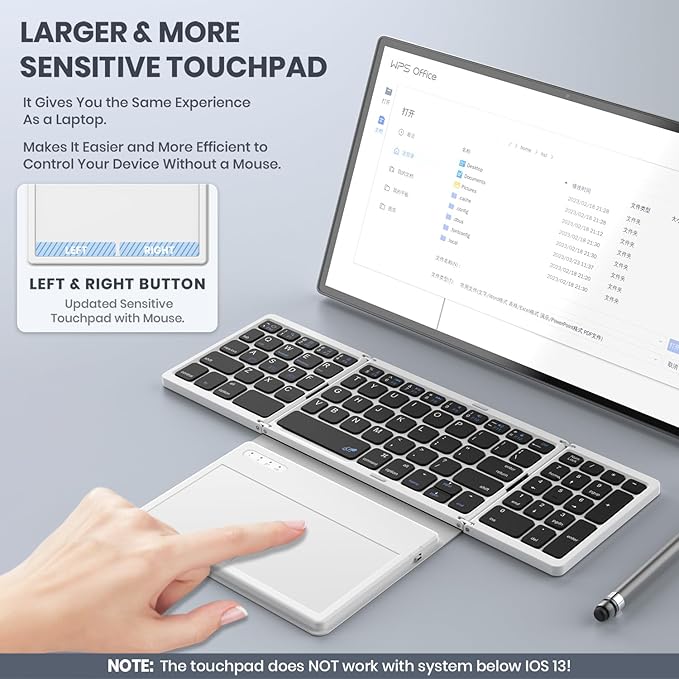 Foldable Bluetooth Keyboard, Portable Full Size Folding Keyboard - Image 2