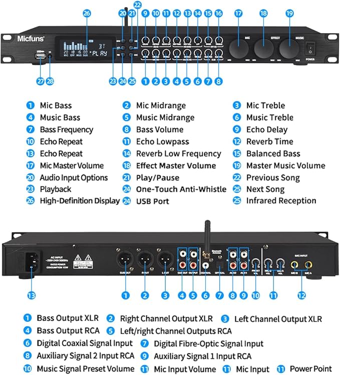 KT900DSP Feedback Suppressor Preamp Preamplifier Karaoke Effector Digital - Image 5