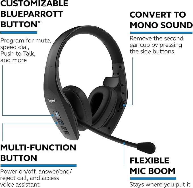 BlueParrott S650-XT Bluetooth Wireless Headphones 96% Noise Canceling Over Head - Image 8