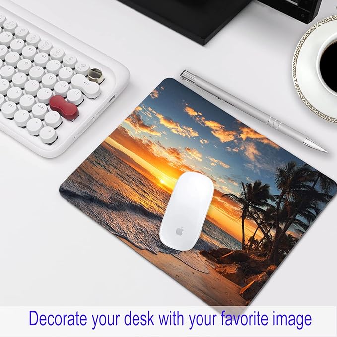 Sunset Beach Mouse pad with Tropical Ocean Landscape and Non-Slip Rubber Base - Image 7