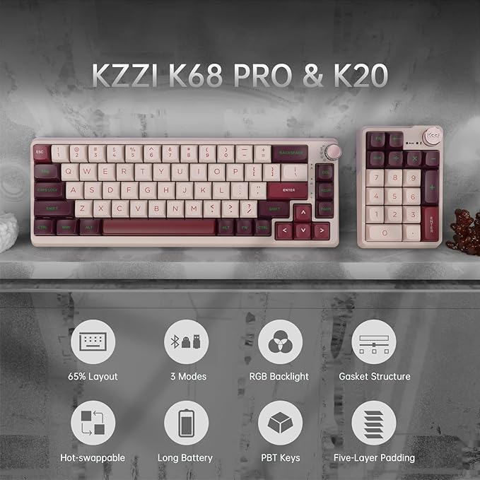 K68 Pro Gaming Keyboard, Layout Compact Wireless Mechanical Keyboard, Gasket - Image 3