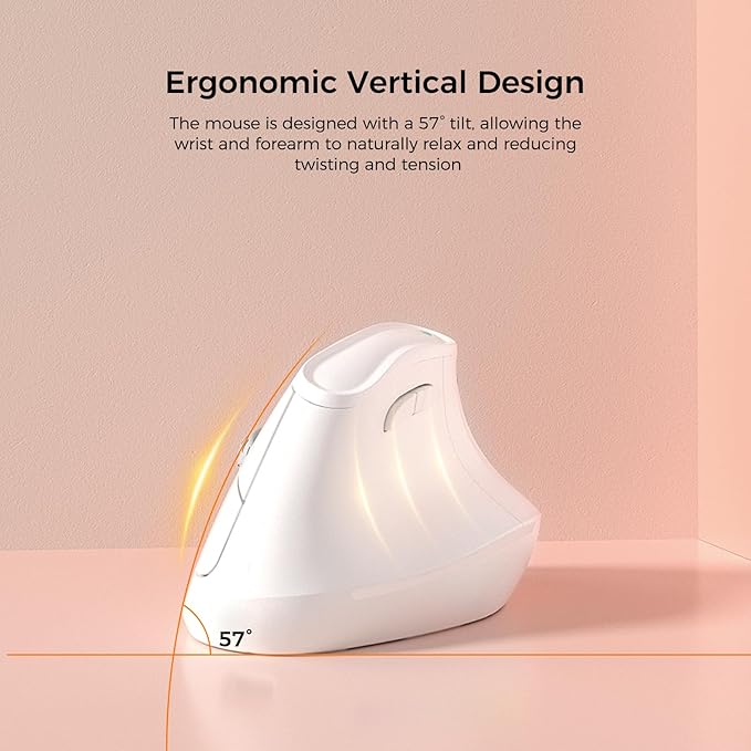 57° Ergonomic Wireless Tower Mouse, Vertical Quiet Ergo Mouse, 5 Buttons - Image 2