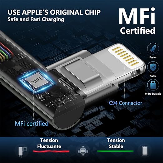 90 Degree USB C to Lightning 10FT, iPhone Charger 3Pack Fast Charging Cables - Image 4