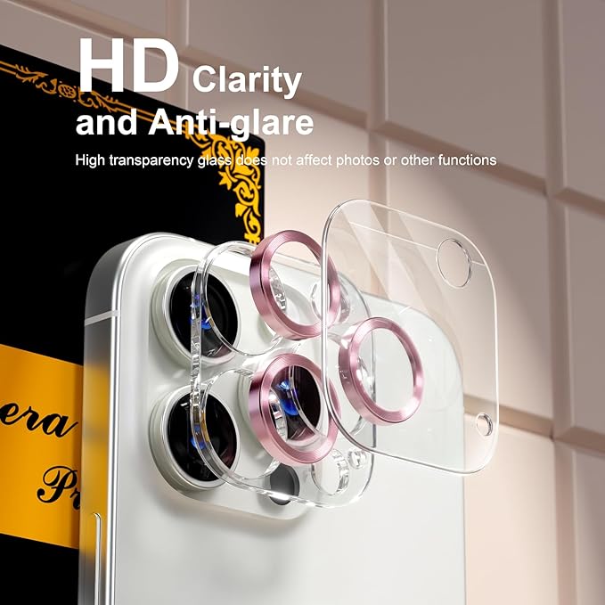 beuxece for 6 Pack iPhone 15 Pro/iPhone 15 Pro Max Camera Lens Protector 9H - Image 6