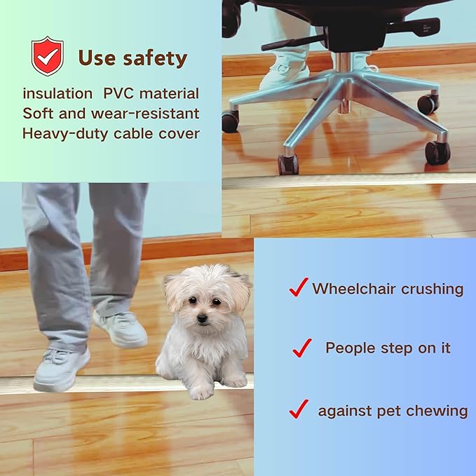 10ft Floor Cord Cover Self Adhesive Cord Hider Floor, Heavy Duty Cable Protector - Image 3