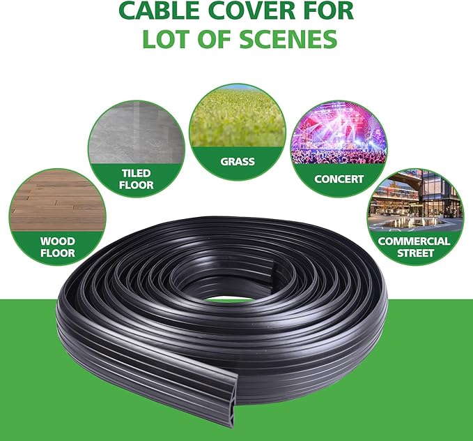 10ft Floor Cable Cover Heavy Duty PVC Cord Cover Wire Cover to Prevent Trip - Image 3