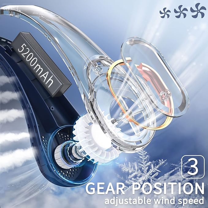FrSara Neck Fan, Portable Personal Fan Strong Wind, Air Volume, 360° Cooling - Image 4