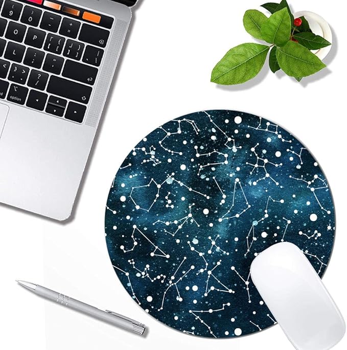Cool Blue Galaxy Night Sky Pattern Mouse Pad Round Non-Slip Rubber Mousepad - Image 4