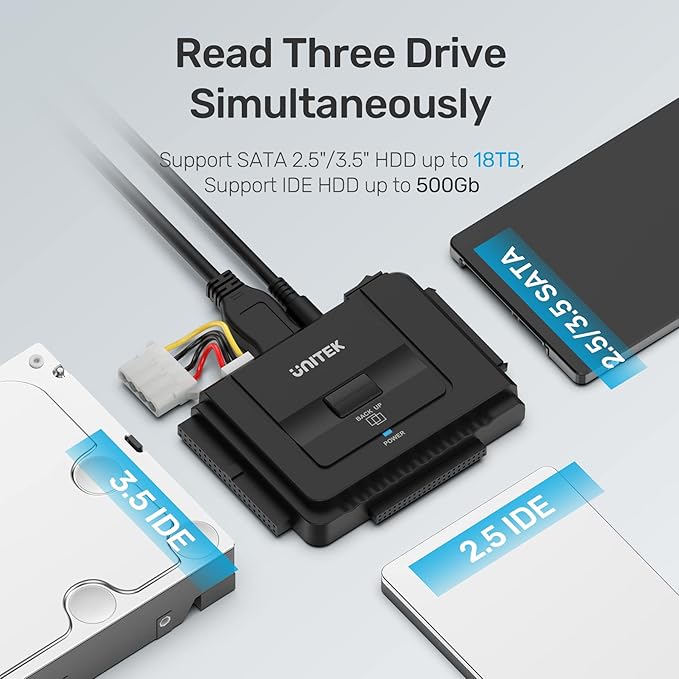 Unitek USB C to IDE and SATA Converter External Hard Drive Adapter Kit - Image 2