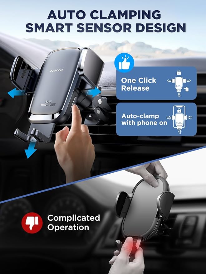 Wireless Car Charger, 15W Qi Fast Charging Auto Clamping Car Charger Phone - Image 3