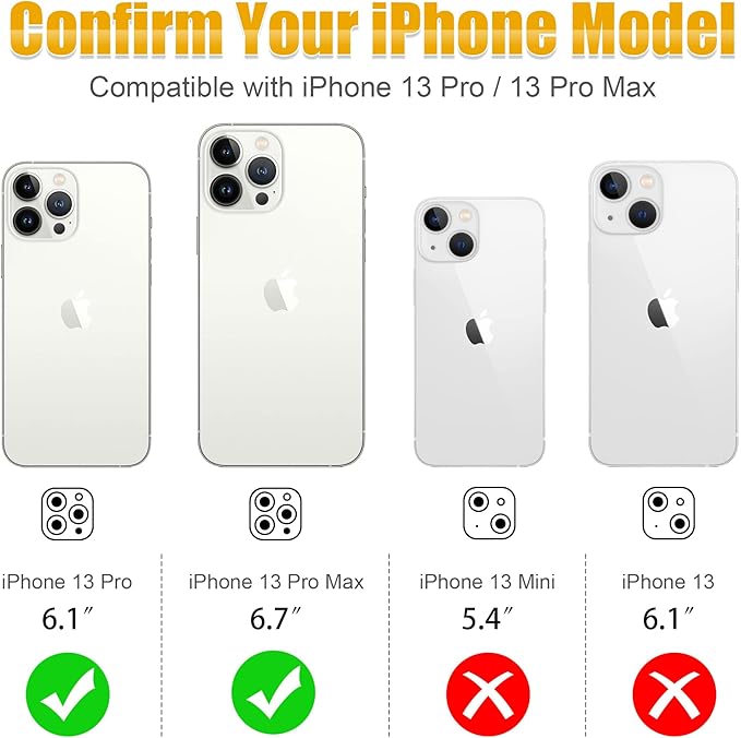 AGVEE 3+3 6 Pack for iPhone 13 Pro 6.1" / 13 Pro Max 6.7" Camera Lens Cover - Image 2