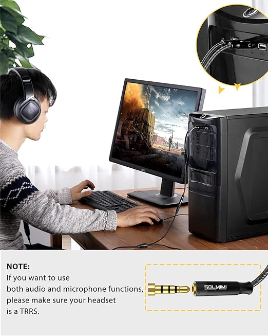 Headset Splitter Cable for PC 3.5mm Crystal-Nylon Braid Female to Dual 3.5mm - Image 5