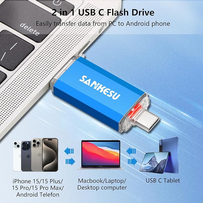 3.0 USB C Flash Drive 512GB, USB-A & Type-C OTG Thumb Stick, Dual Memory Sticks - Image 3