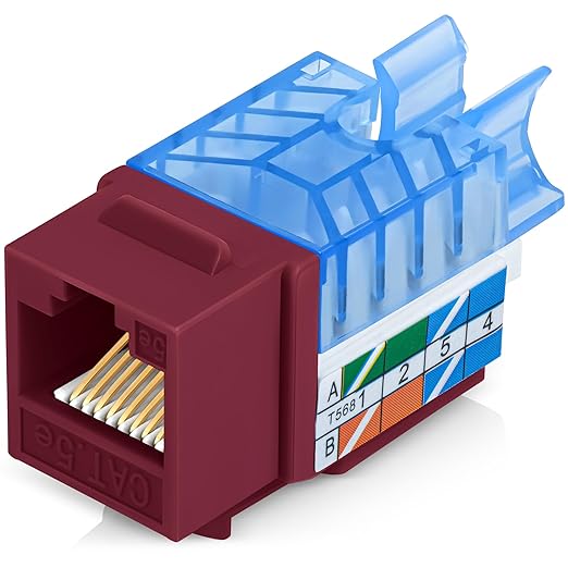 Everest 45° Angled RJ45 Cat5e Keystone Jacks 10-Pack in Red by EverestMediaSolutions