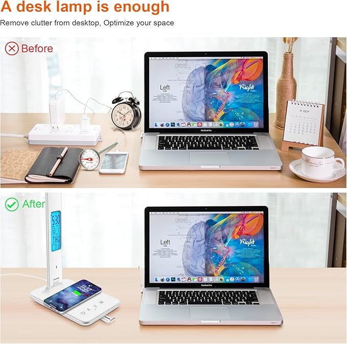 Desk Lamp with Wireless Charger，USB Charging Port, Dimmable Office Desk Light - Image 2