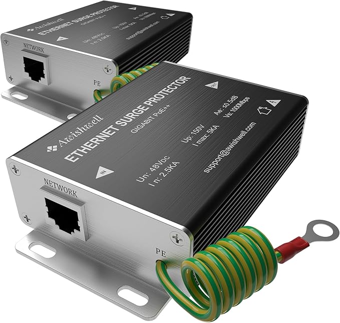 Ethernet Surge Protector Gigabit 2Pack, Network Protection PoE++, RJ45 Surge by Awishwell