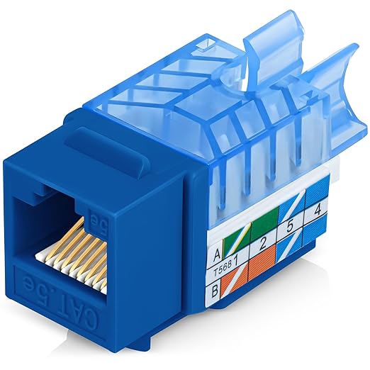 Everest 45° Angled RJ45 Cat5e Keystone Jacks 10-Pack in Blue by EverestMediaSolutions