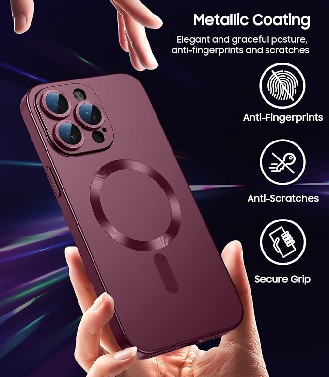 Magnetic for iPhone 14 Pro Max Case Slim Soft TPU Bumper Shockproof Metallic - Image 5