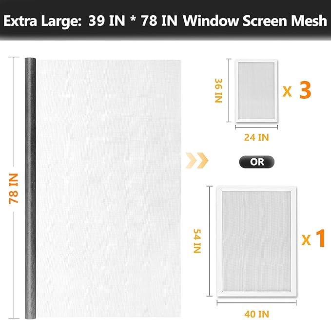 Window Screen Door Repair Kit, Durable Fiberglass Mesh Screen Roll - Image 2