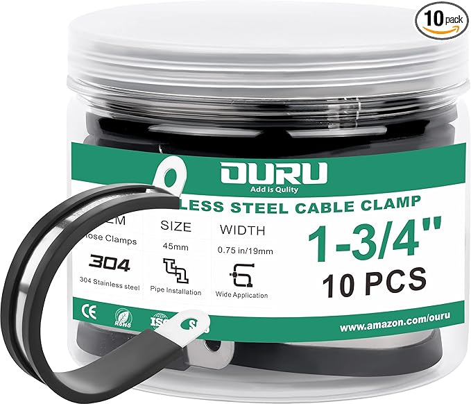 10pcs 1-3/4 Inch Stainless Steel & Rubber Coated Cushioned Insulated Cable by OURU