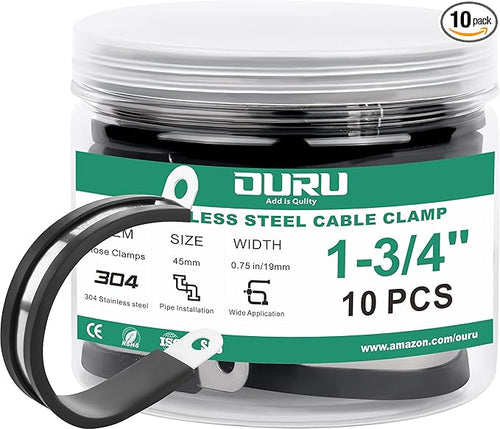 10pcs 1-3/4 Inch Stainless Steel & Rubber Coated Cushioned Insulated Cable by OURU