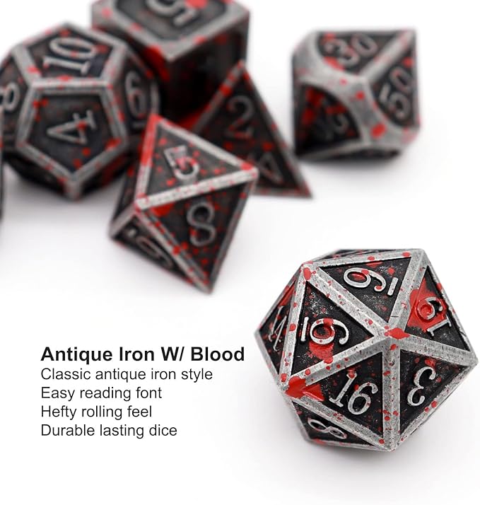 Haxtec Bloodstained Metal DND Dice Set Blood Polyhedral D&D Dice Compatible - Image 4