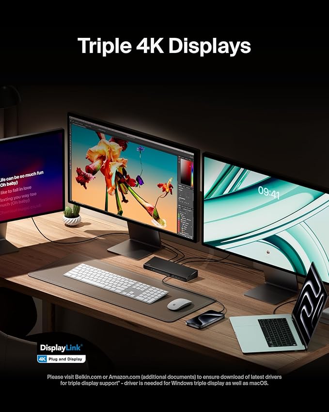 Belkin 15-in-1 Universal Triple Display DisplayLink Docking Station Hub w/ 3 - Image 3