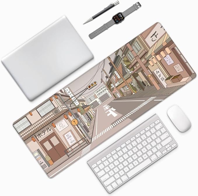Tokyo Street Anime Kawaii Large Gaming Mousepad XXL Beige Cute Desktop Laptop - Image 9