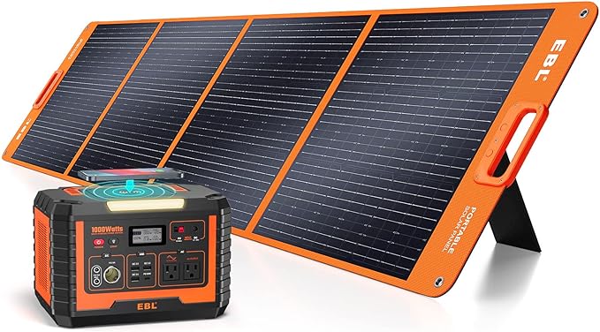 EBL 1000W Solar Generator with 200W Portable Solar Panel, Power Station 1000W by EBL