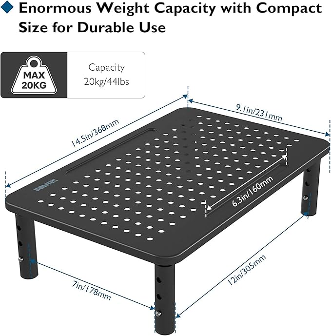 BONTEC 2 Pack 3 Height Adjustable Monitor Stand Riser - Image 7