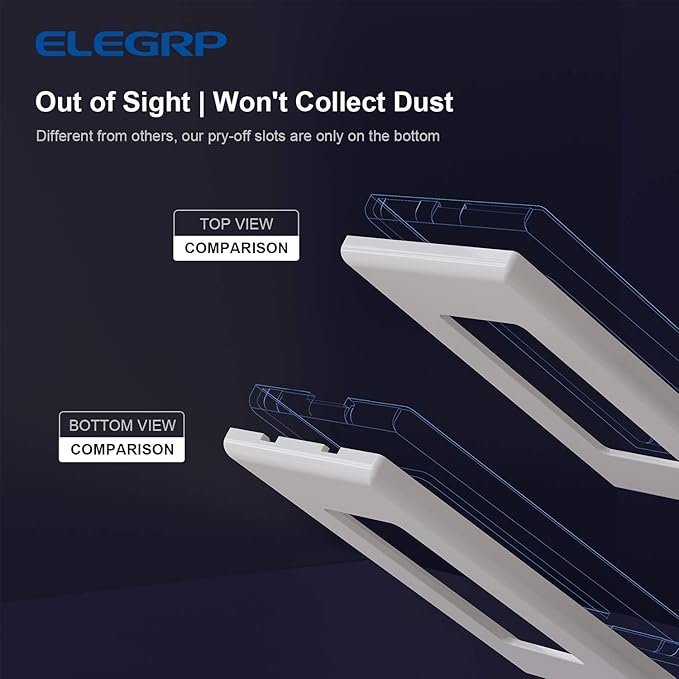 ELEGRP 1-Gang Glossy White Screwless Decorator Wall Plates, Standard Size - Image 3