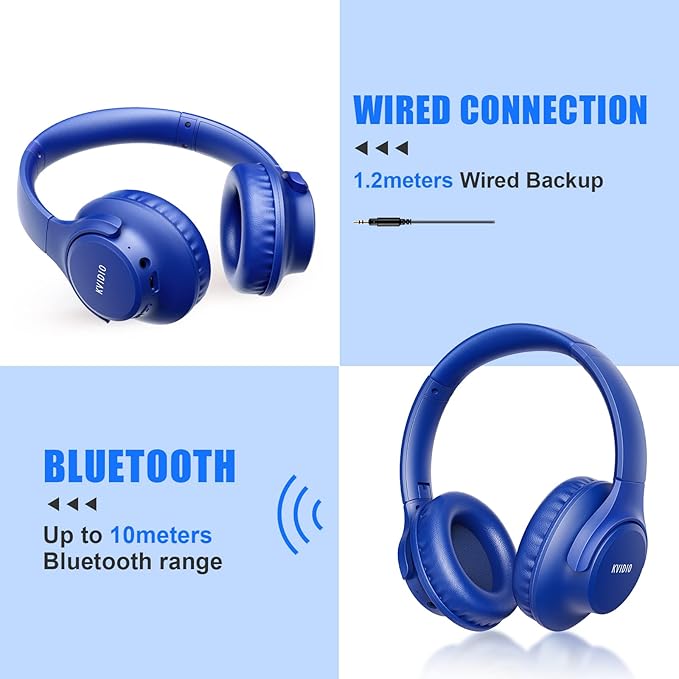 KVIDIO Bluetooth Headphones Over Ear, 65 Hours Playtime Wireless Headphones - Image 8