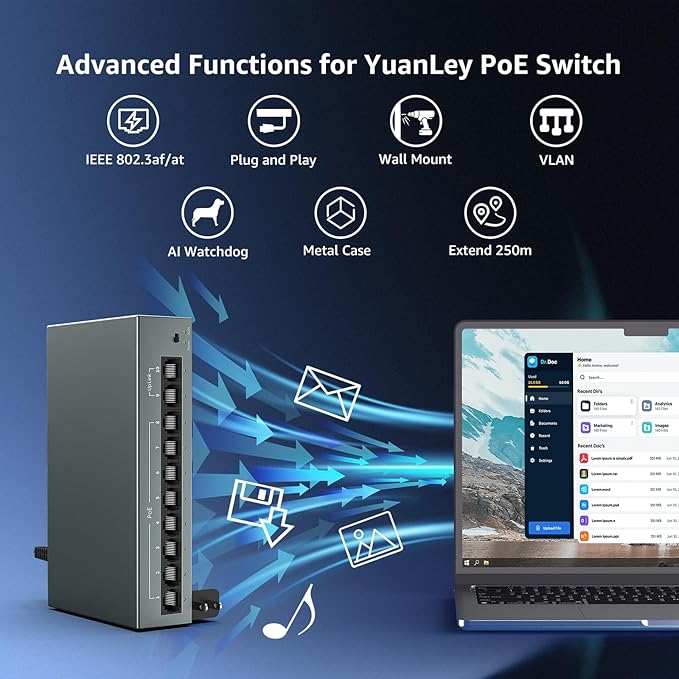 YuanLey 8 Port Gigabit PoE Switch - Image 3