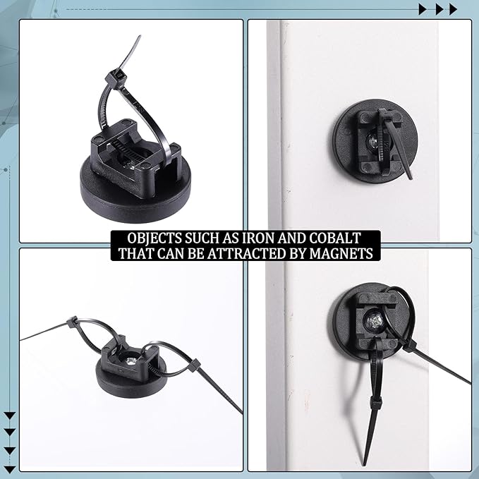 Yookeer 120 Pieces Magnetic Zip Tie Mount Multipurpose Cable Holder Magnets - Image 6