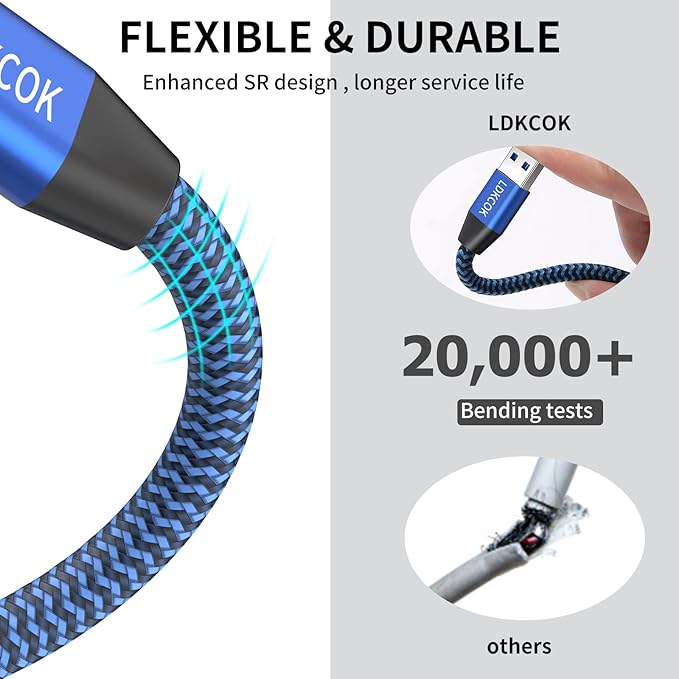 USB to USB Cable 15FT, Durable Braidedfor USB 3.0 Male to Male Type A to Type A - Image 7