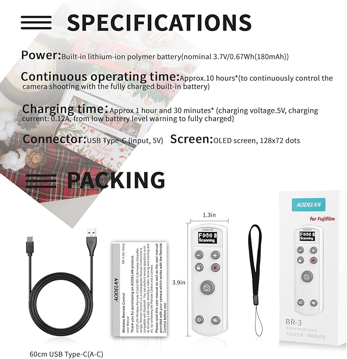 Remote Control for Fujifilm Camera, USB-C Rechargeable Wireless Shutter Release - Image 9