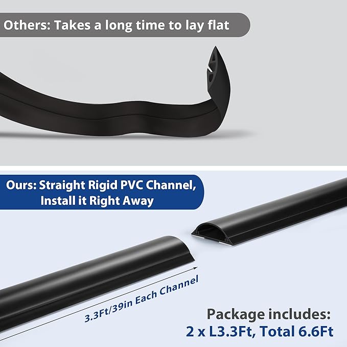 Cord Cover Floor 6.6ft, Large Capacity Floor Cable Cover, Hard PVC Cord Hider - Image 3
