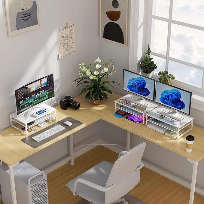 gianotter 2-Tier Metal Monitor Stand Riser, Desk Accessories & Workspace Desk - Image 7