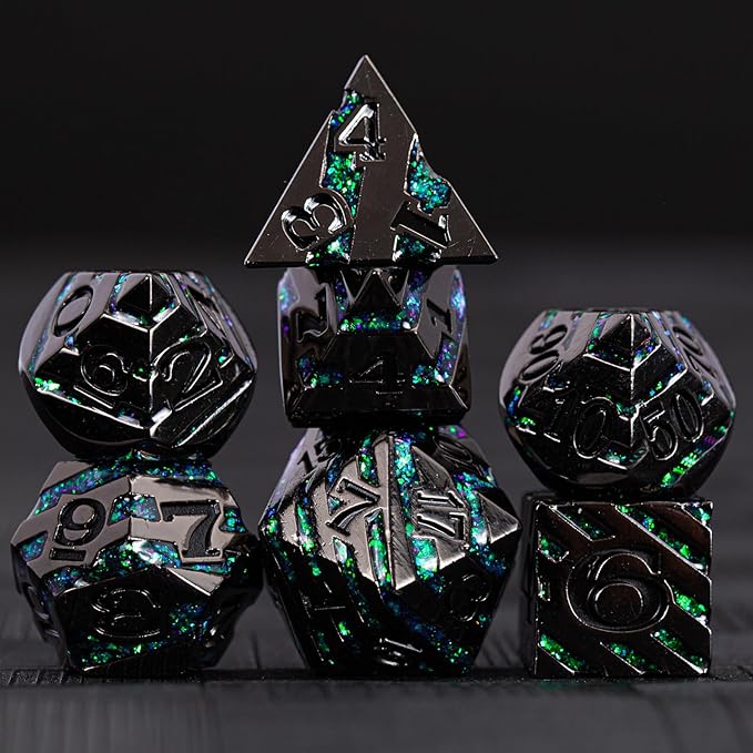 Metal Stripe Dice, Solid Metallic Glitter Stripes DND Dice - Image 2